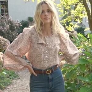 DOEN Lunaria Top in Cream Winter Ditsy Floral Print XS